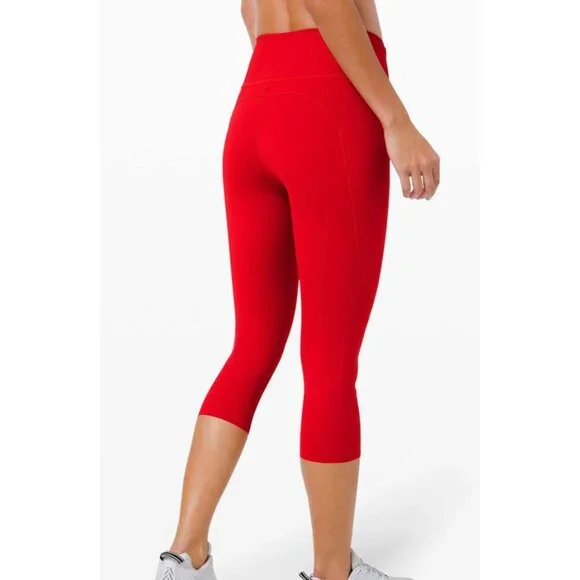 Lululemon Fast Free Crop II 19" Womens High-Waisted Leggings Size 2 W6BCUS Red - Picture 2 of 11